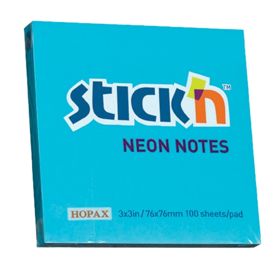 Picture of Adhesive Notes: 76mm X 76mm Neon Blue Each