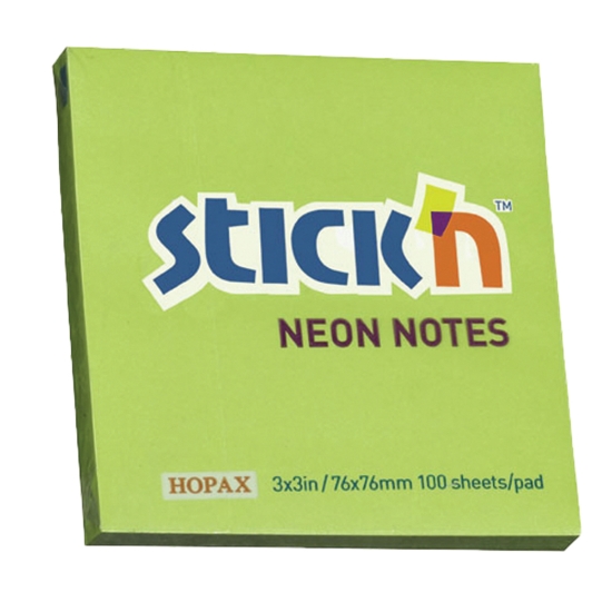 Picture of Adhesive Notes: 76mm X 76mm Neon Lime Each