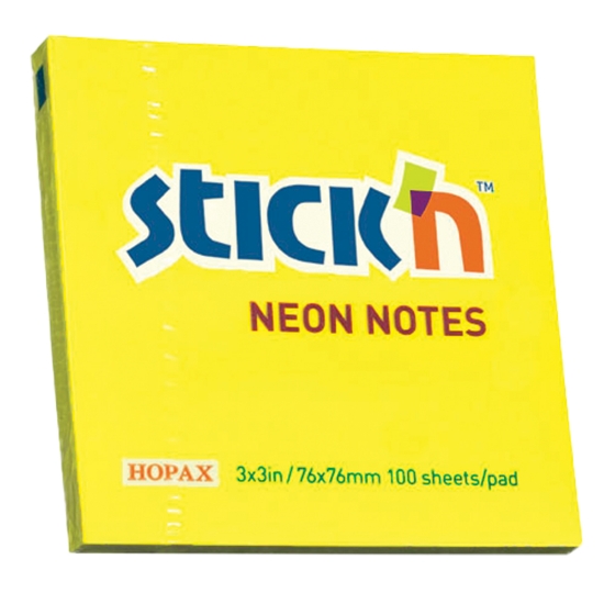 Picture of Adhesive Notes: 76mm X 76mm Neon Lemon Each