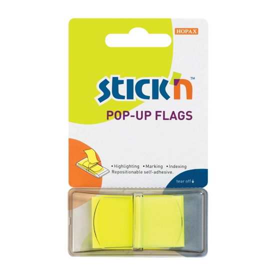 Picture of Adhesive Pop-Up Flags: 45mm X 25mm Neon Lemon Each