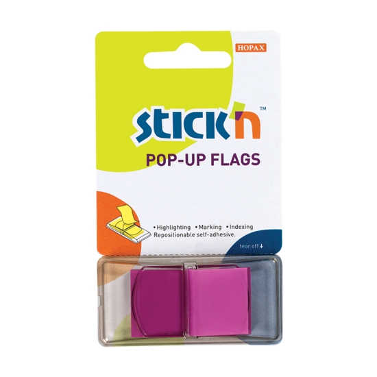 Picture of Adhesive Pop-Up Flags: 45mm X 25mm Neon Purple Eac