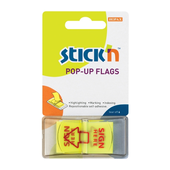 Picture of Adhesive Pop-Up Flags Printed: Sign Here Lemon Eac