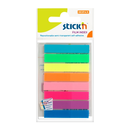Picture of Adhesive Film Index Tabs: 45mm X 5mm Neon 8 Pads P
