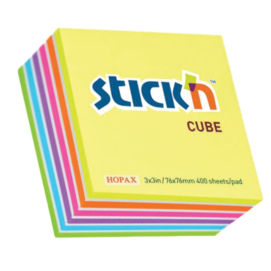 Picture of Adhesive Cubes: 76mm X 76mm Neon Stripe 400 Sheets
