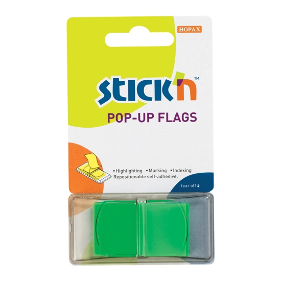 Picture of Adhesive Pop-Up Flags: 45mm X 25mm Neon Lime Box-1