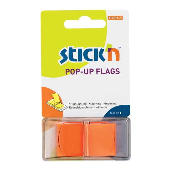 Picture of Adhesive Pop-Up Flags: 45mm X 25mm Neon Orange Box