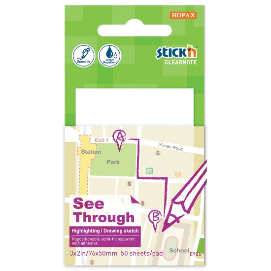 Picture of Adhesive Notes: 76mm X 51mm Clear Notes Pkt-6