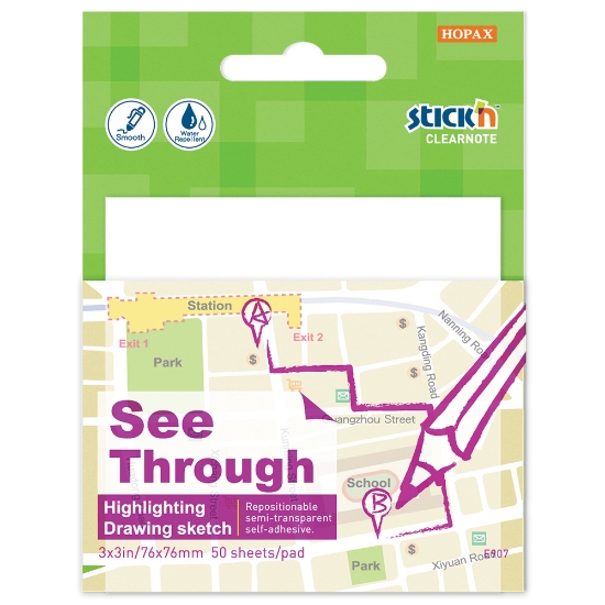 Picture of Adhesive Notes: 76mm X 76mm Clear Notes Pkt-6