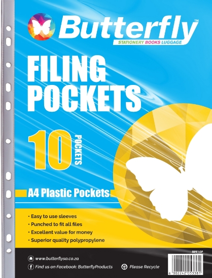 Picture of Butterfly Filing Pocket - A4 40µm 10 Plastic Pocke