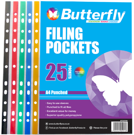 Picture of Butterfly Filing Pocket - A4 40µm 25 Plastic Pocke