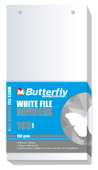 Picture of Butterfly Strip File Divider - 160gsm White - 100