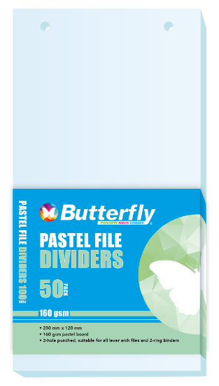 Picture of Butterfly Strip File Divider - 160gsm Pastel - 50