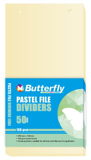 Picture of Butterfly Strip File Divider - 160gsm Pastel - 50