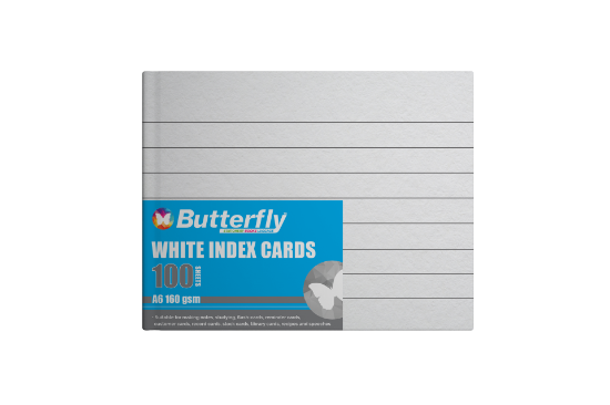 Picture of Butterfly Ruled Index/Speech Cards - A6 160gsm Whi