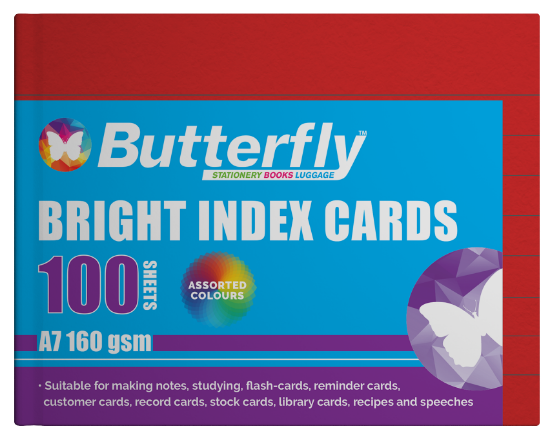 Picture of Butterfly Ruled Index/Speech Cards - A7 160gsm Bri
