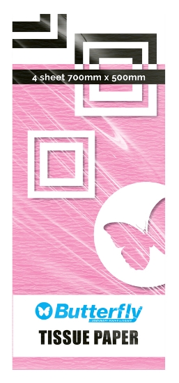 Picture of Butterfly Tissue Paper - 4 Sheets (660X500Mm) Pink