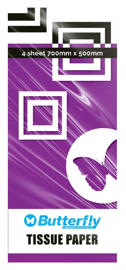 Picture of Butterfly Tissue Paper - 4 Sheets (660X500Mm) Purp
