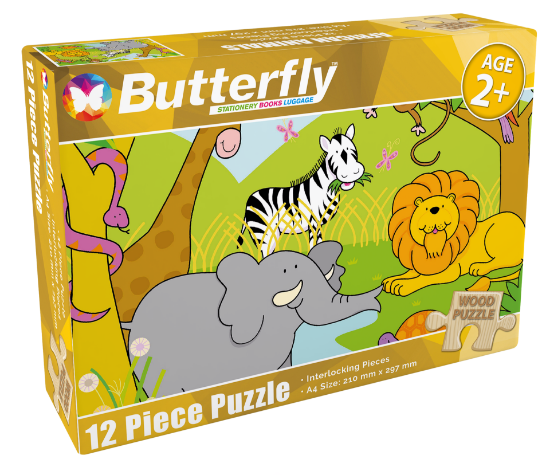 Picture of Butterfly A4 Wooden Puzzle 12 Piece - 6 Designs (B