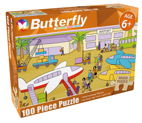 Picture of Butterfly A4 Wooden Puzzle 100 Piece - 4 Designs (