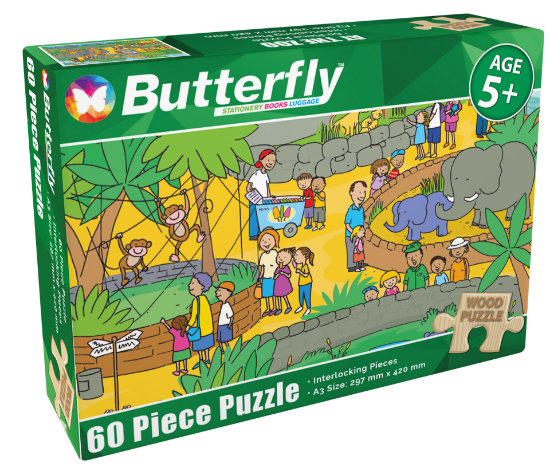 Picture of Butterfly A4 Wooden Puzzle 60 Piece - 8 Designs (A