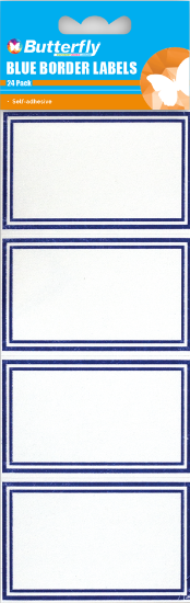 Picture of Butterfly Blue Border Labels - Self-Adhesive (24)