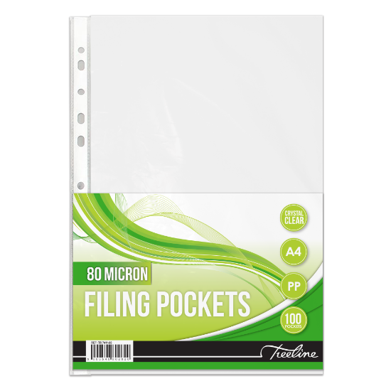 Picture of Filing Pockets: A4 PVC Filing Pockets 100'S Clear