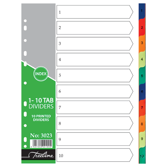 Picture of Dividers: A4 Index 1 To 10 Rainbow 140 Micron