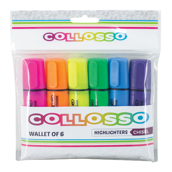 Picture of Collosso Highlighters Chisel Tip Wallet of 6
