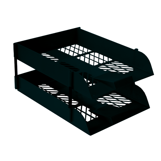 Picture of Desk Letter Trays: 2 Trays Including Risers Black