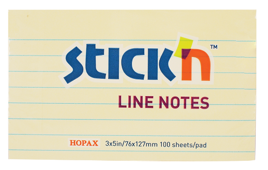 Picture of Adhesive Pads With Lines 76mm x 127mm Yellow Each