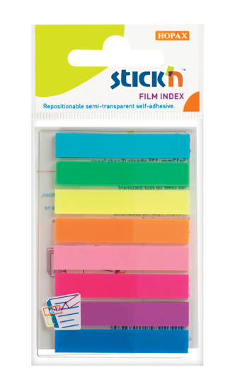 Picture of Adhesive Film Index Tabs: 45mm X 5mm Neon 8 Pads E