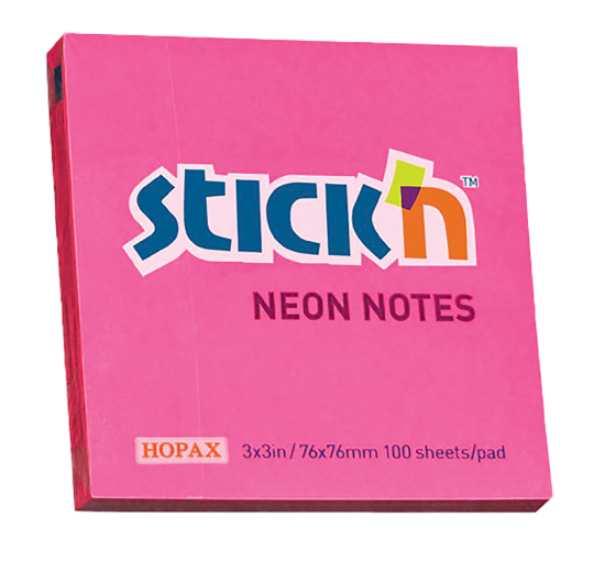 Picture of Adhesive Notes: 76mm X 76mm Neon Magenta Each