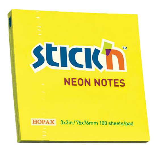 Picture of Adhesive Notes: 76mm X 76mm Neon Lemon Each