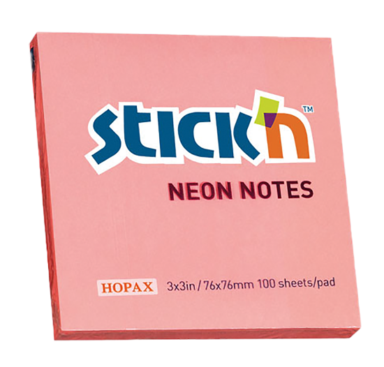 Picture of Adhesive Notes: 76mm X 76mm Neon Pink Each