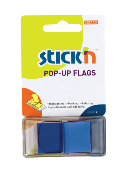 Picture of Adhesive Pop-Up Flags: 45mm X 25mm Neon Blue Each