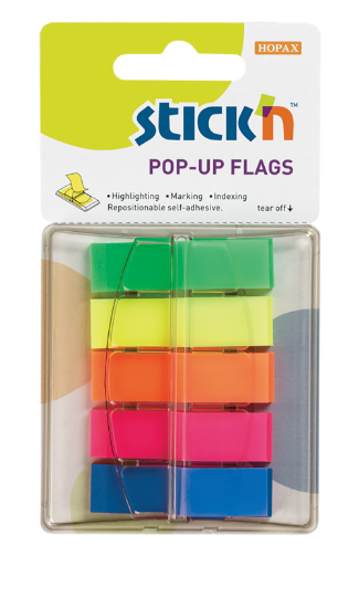 Picture of Adhesive Pop-Up Flags: 45mm X 12mm Neon Assorted E