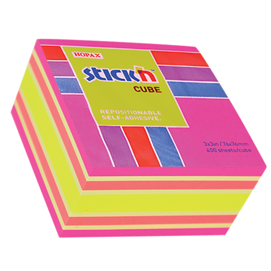 Picture of Adhesive Cubes: 76mm X 76mm Neon 400 Sheets Magent